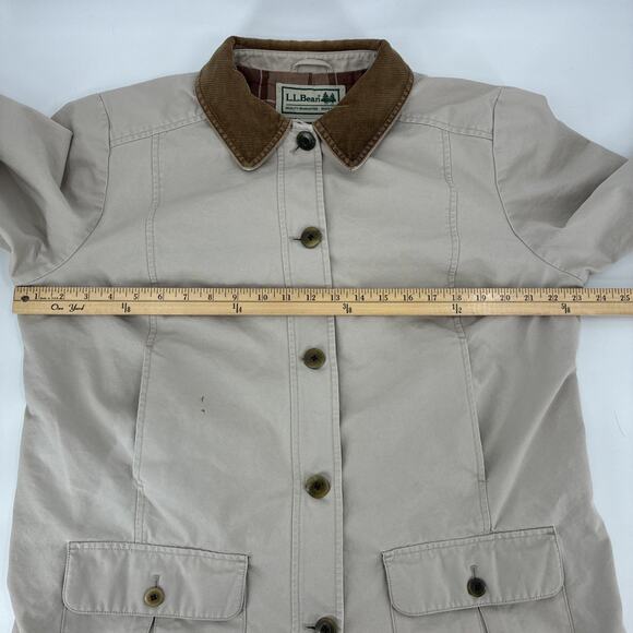 LL Bean Adirondack Barn Chore Coat Women Large Beige Flannel Lined Corduroy - Picture 12 of 14